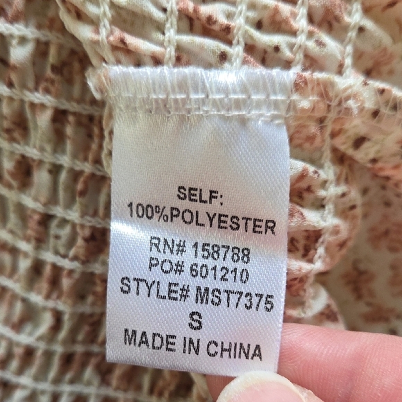 Mable Pink Floral 'Daphne' Smocked Tiered Midi Dress - Size S - Picture 7 of 8